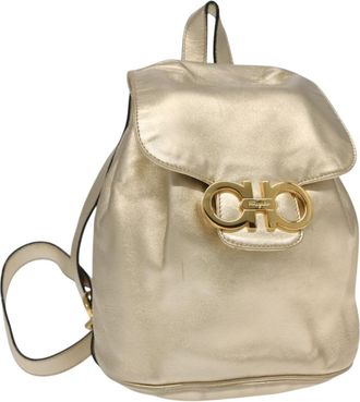 Ferragamo Gancini Backpack Leather Gold Leather Backpack Bag (Pre-Owned)