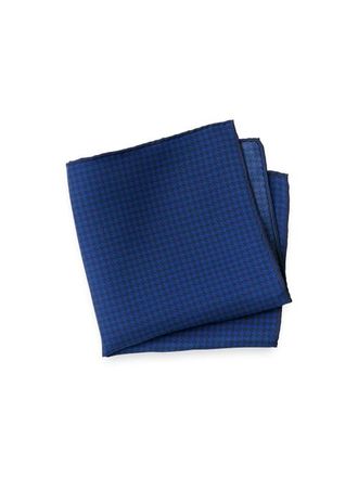 Paul Fredrick Houndstooth Silk Pocket Square in Blue at Nordstrom