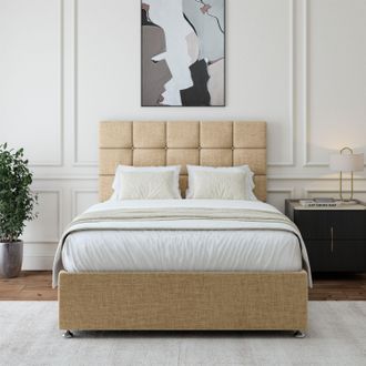 Bedmaster Linen 4 Drawer Divan Base & Square Headboard in Natural | Size: Super King