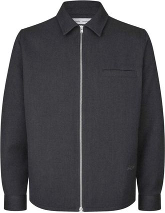 Sams&oslash;e & Sams&oslash;e Sadamon GT Zip Overshirt - Heren - Zomerjassen - Grijs - XL - Katoen - Jassen