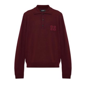 Dsquared2 Polo in lana a maniche lunghe - - Knitwear - Uomo - Rosso - XL