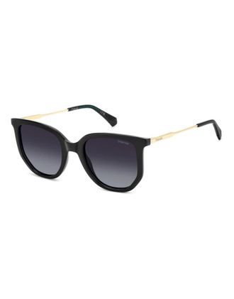 Polaroid Sunglasses Occhiali da sole oversize rettangolari neri con lenti polarizzate grigie-Nero