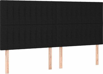 vidaXL Cabecero Con Luces Led Tela Negro 200x5x118/128 Cm Vidaxl