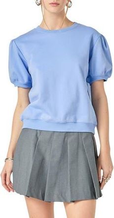 English Factory Short Sleeve French Terry Sweatshirt in Powder Blue at Nordstrom Rack, Size X-Small