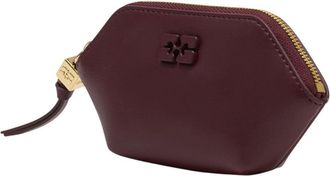 Ganni Womens Bou Coin Purse Burgundy Lambskin
