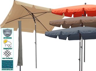 Quick Star Quick-star - Balkon Sonnenschirm 200x125cm Balkonschirm Rechteckig Knickbar Taupe Gartenschirm Uv 50 Mit Schutzh&uuml;lle