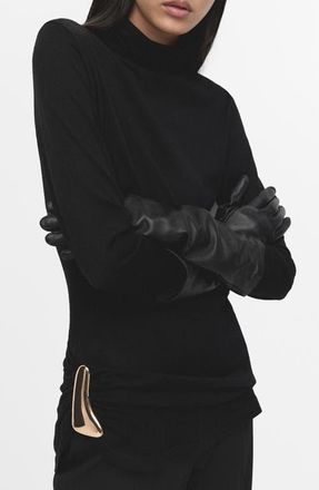 Mango Turtleneck Tunic with Brooch in Black at Nordstrom, Size X-Small