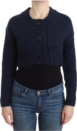 John Galliano Blauwe Cropped Cardigan met Stijl - Dames - Vesten - Blauw - XS - Truien & Vesten