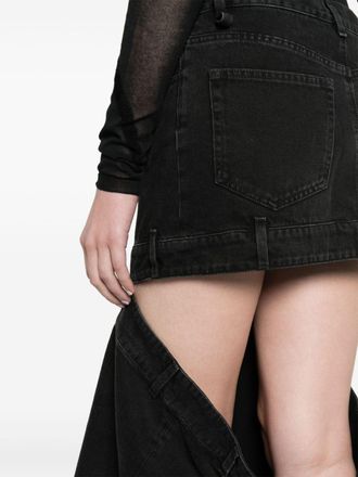 The Attico Logo-Embroidered Denim Skirt - Black