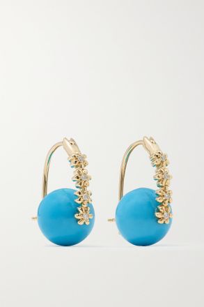 Sydney Evan Orecchini In Oro 14 Carati Con Turchesi E Diamanti - Blu