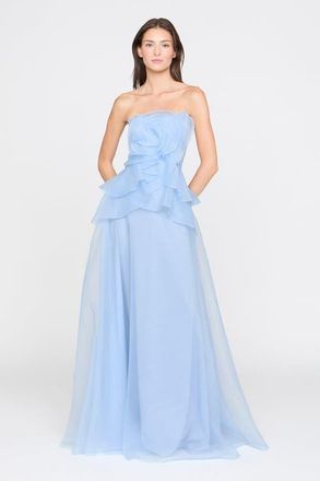Theia Gilda Draped Rose Gown in Serenity Blue at Nordstrom, Size 10