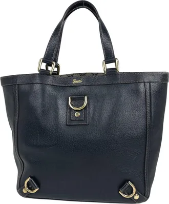 Gucci Abbey Navy Leather Handbag Tote Bag (Pre-Owned)