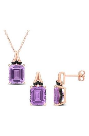 Delmar Emerald-Cut Rose de France Amethyst Earrings & Necklace Set in Purple at Nordstrom Rack