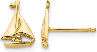 Diamond2Deal 10k Yellow Gold Sail Boat Shape Stud Earrings L 10mm, W 7mm