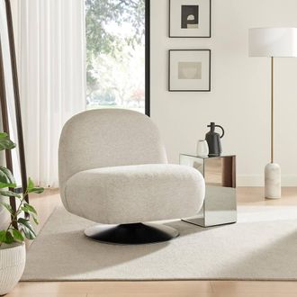 Furniturebox Tilda Fabric Accent Chair in Cream