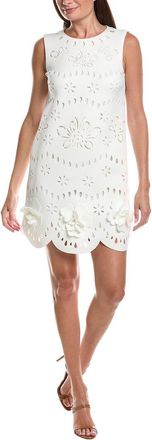 Badgley Mischka Sleeveless Laser Cut Shift Dress