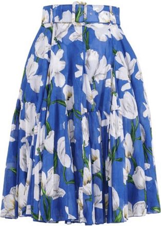 Samantha Sung White Tulip Birdy Skirt Cobalt Blue