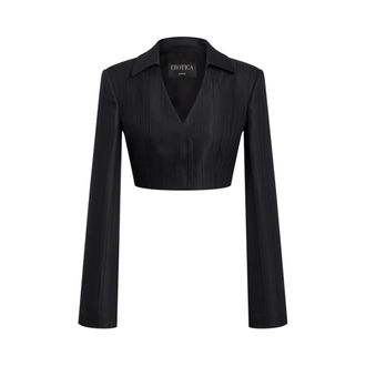 Dondup Cropped Blazer - female - Dondup - Blouses - Black - S - Blouses & Shirts