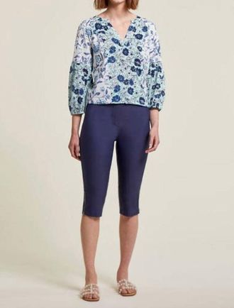 Tribal Flatten It Capri In Navy Blue