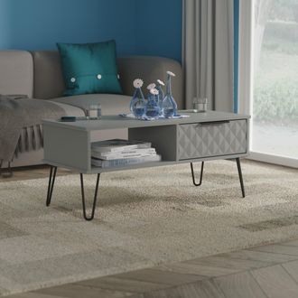 Lewis's Harlequin 1 Drawer Coffee Table in Dusk Grey - Ready Assembled - Lewiss Home | TJ Hughes