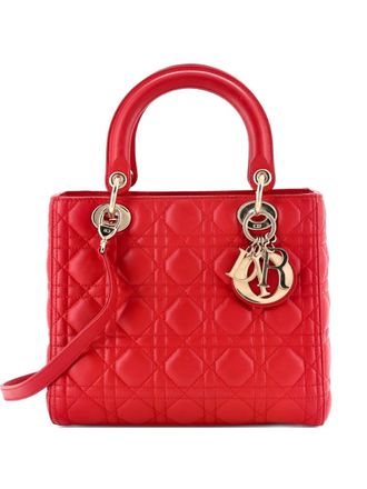 Dior Lady Dior Bag Cannage Quilt Lambskin Medium satchel - women - Calf Leather - One Size - Red