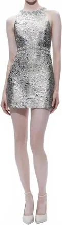 Alice & Olivia Dru Crew Neck Mini Dress In Silver/gold