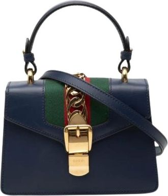 Gucci Pre-owned Handbags, female, Blue, Size: ONE SIZE Pre-owned Sylvie