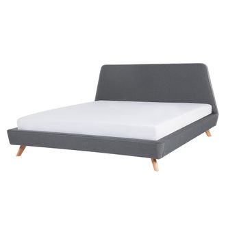 Beliani Beliani - Cama Doble Tapizada Gris 180 X 200 Cm Con Estructura Y Cabecero Vienne