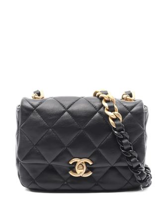 Chanel 2021 gewatteerde schoudertas met diamantpatroon - Zwart