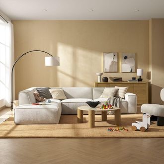 Castlery Customized White Performance Left-Facing Extended Side Chaise Sectional Sofa | Jonathan by Castlery, Grey, Castlery Furniture
