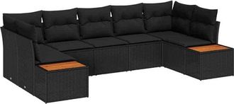 vidaXL Vidaxl - Conjunto de sofá de jardín 7 pcs Negro 289 x 154 x 85 cm