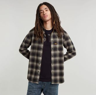 G-Star Mens G-Star RAW Bristum 2.0 Slim Shirt - Grey/Brown Cotton - Size X-Small
