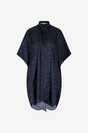 Stella McCartney Kurzes Tunikakleid aus Bio-Seide mit Tigerprint