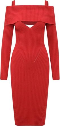 ADĀMO Andrea Adamo Knitted Kleedjes - Dames - Kleedjes - Rood - M - Leer - Kleedjes