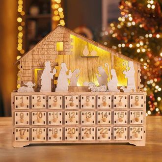 OEM Calendario De Adviento Giratorio De Madera Con Iluminaci&oacute;n Led: 24 Cajones Creativos Para El Hogar, Decoraci&oacute;n Navide&ntilde;a Elegante Y Original