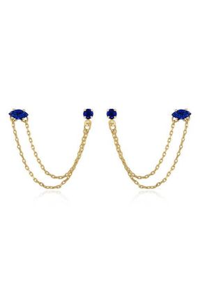Ettika Double Piercing Chain Drop Earrings in Tanzanite at Nordstrom