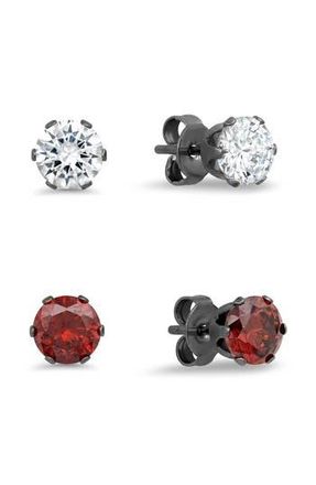 Steeltime Set of 2 Assorted Stud Earrings in Black/Red at Nordstrom Rack