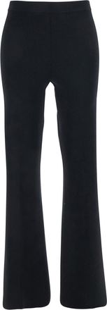 Twin-Set Black Flared Pants With Logo Plaque On The Rear In Viscose Blend Woman