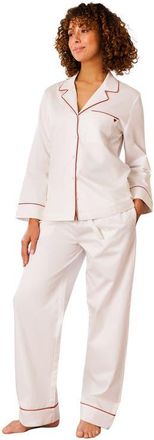 Christy Luxury Sateen Pyjamas in White at Nordstrom, Size X-Large