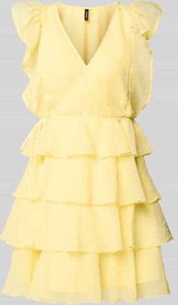 Vero Moda Tailliertes Cocktailkleid mit Wickeloptik Modell SABRINA in Hellgelb, Gr&ouml;&szlig;e XL