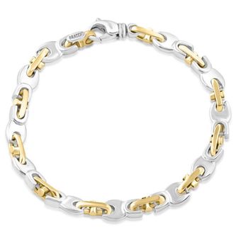 Pompeii3 Mens Designer Mariner 14k White & Yellow Gold Two Tone Solid 5-8mm Wide High Polished Bracelet