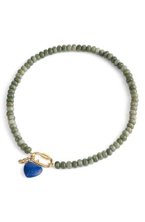 Madewell Semiprecious Bead Carabiner Charm Necklace in Faded Ivy at Nordstrom