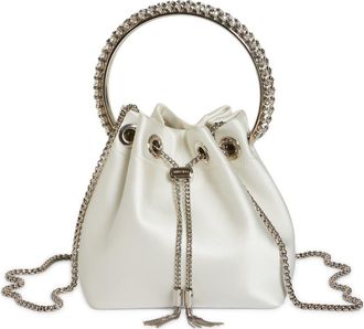 Jimmy Choo London Bon Bon Crystal Top Handle Bucket Bag in Ivory/crystal at Nordstrom