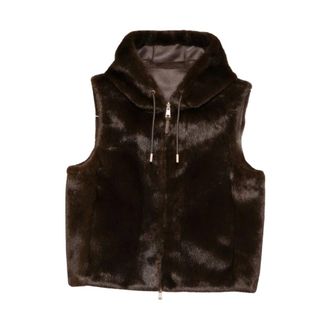 Mabrun Faux Fur Gilet - Dames - Jassen - Bruin - Maat: L