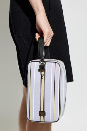 Dolce & Gabbana Jacquard Handheld Bag With Striped Pattern, Mens, Light Blue