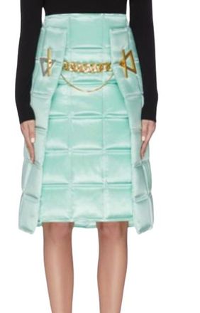 Bottega Veneta Menta Lacquered Matelasse Satin Skirt Size XXS