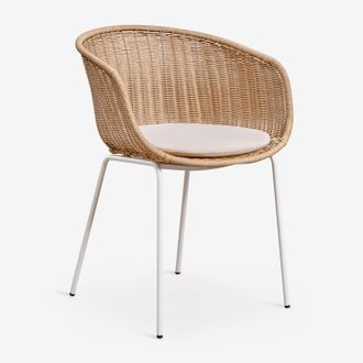 Sklum Pack De 4 Sillas De Comedor Con Reposabrazos En Rat&aacute;n Sint&eacute;tico Y Acero New Tulua Sklum