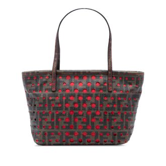 Fendi Pre-owned Womens Small Perforated Zucca Spalmati Roll Tote - Tan Textile - One Size