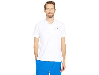 Lacoste Short Sleeve Sport Breathable Run-Resistant Interlock Polo Shirt Mens Clothing White : 9 (4XL), Polyester