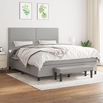 vidaXL Vidaxl - Cama Box Spring Con Colch&oacute;n Tela Gris Claro 180x200 Cm